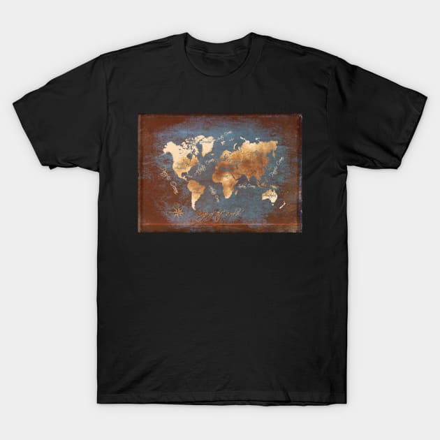 world map gold #map #worldmap T-Shirt by JBJart